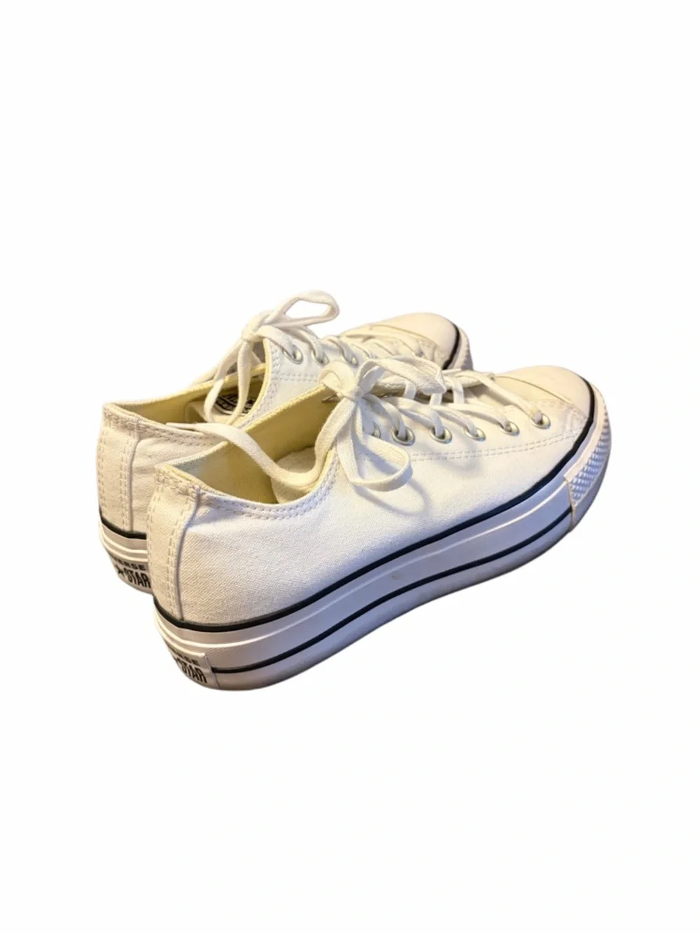 Converse Women's White/Black Low Top Platform Sneakers - Picture 5 of 8